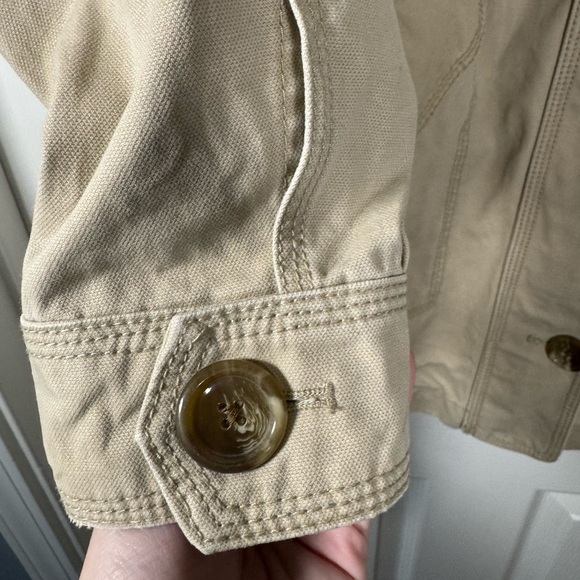 GAP Vintage Y2K Khaki Trench Coat Carmel Tan Button Zipper Combo Womens Small - Picture 7 of 9